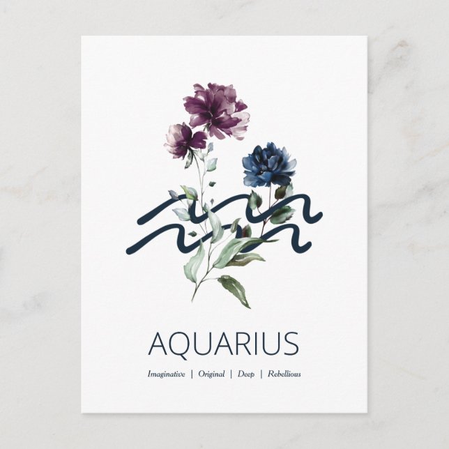 Zodiac Stjärntecken Aquarius Vykort (Framsida)