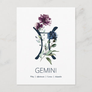 Zodiac Stjärntecken Gemini Vykort