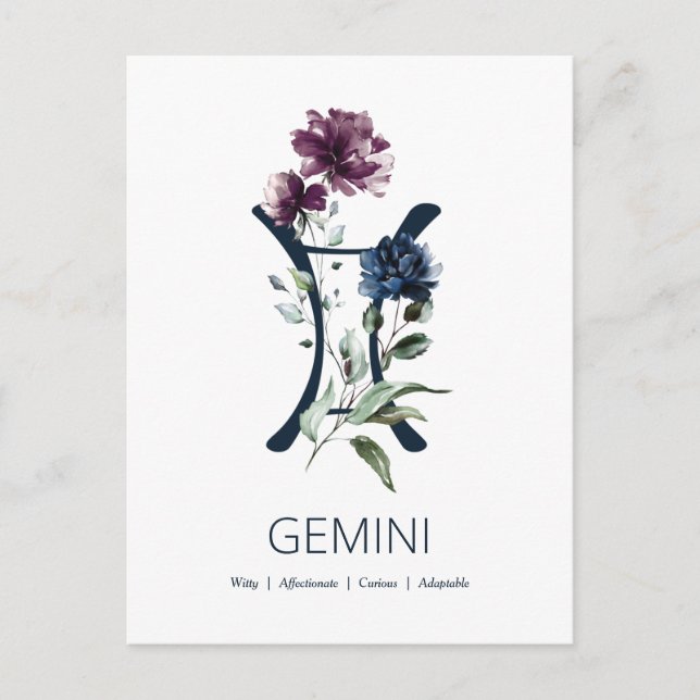 Zodiac Stjärntecken Gemini Vykort (Framsida)