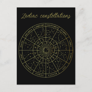 Zodiac stjärntecken horoscope-konstellationer kart vykort
