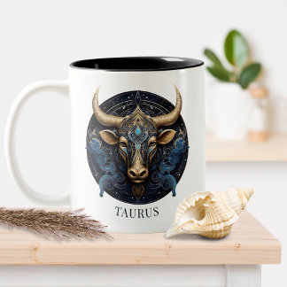 Zodiac Symbol Bull Celestial Fantasy Taurus Två-Tonad Mugg