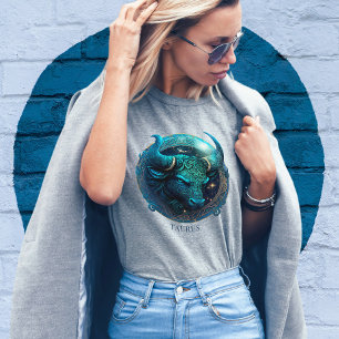 Zodiac Symbol Celestial Bull Fantasy Taurus Womens T Shirt
