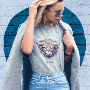 Zodiac Symbol Celestial Bull Fantasy Taurus Womens T Shirt