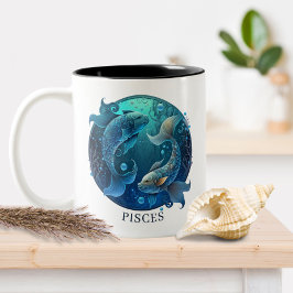 Zodiac Symbol Celestial Fantasy Pisces Två-Tonad Mugg