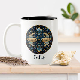 Zodiac Symbol Fish Celestial Fantasy Pisces Två-Tonad Mugg