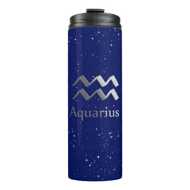 Zodiac Symbol för Aquarius på Deep Midnight Blue (Framsida)