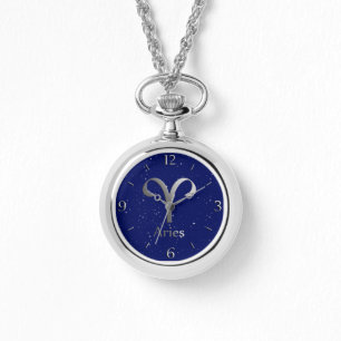 Zodiac Symbol för Aries på Deep Midnight Blue Armbandsur