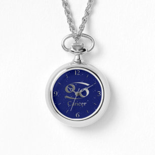 Zodiac Symbol for Cancer on Deep Midnight Blue Armbandsur
