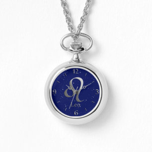 Zodiac Symbol för Leo på Deep Midnight Blue Armbandsur
