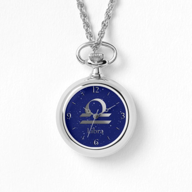 Zodiac-symbol för Libra på Deep Midnight Blue Armbandsur (Framsida)