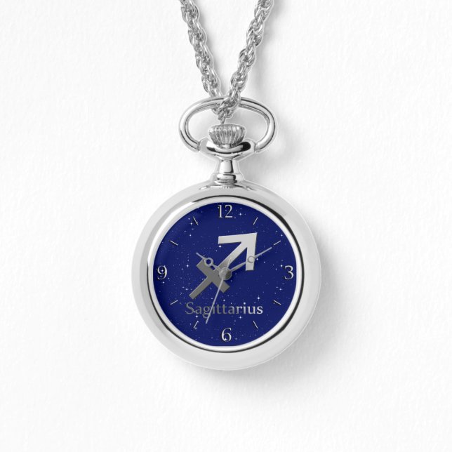 Zodiac Symbol för Sagittarius på Midnight Blue Armbandsur (Framsida)