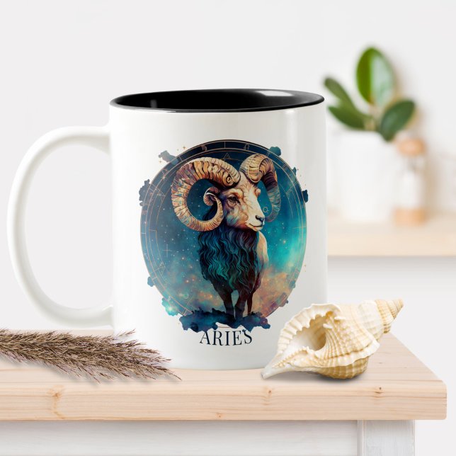 Zodiac Symbol Ram Celestial Fantasy Aries Två-Tonad Mugg (Skapare uppladdad)