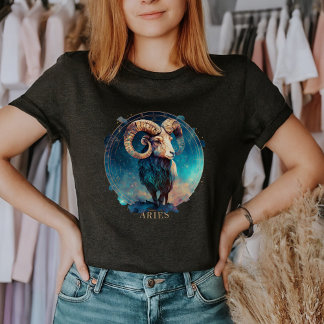 Zodiac Symbol Ram Celestial Fantasy Aries Womens T Shirt
