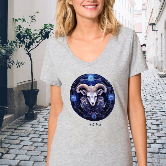 Zodiac Symbol Ram Celestial Fantasy Aries Womens T Shirt (Skapare uppladdad)