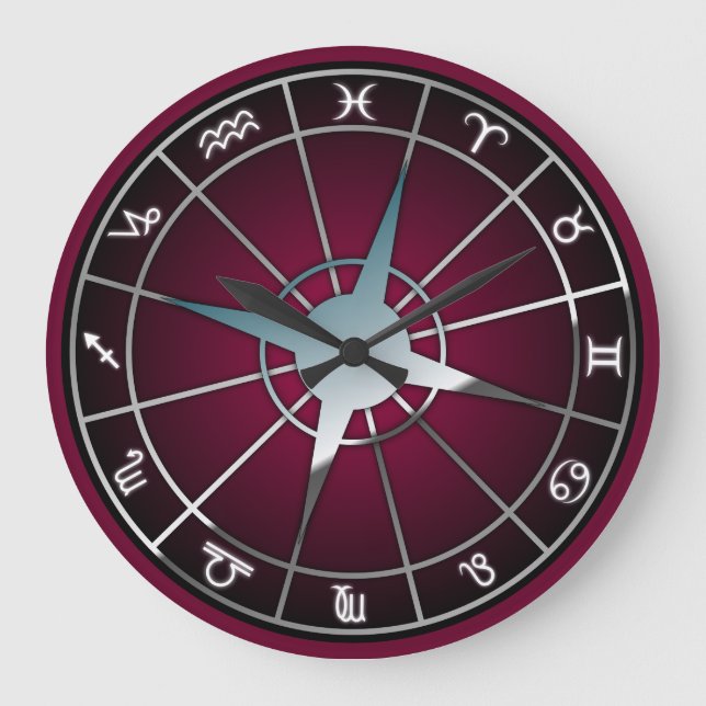 Zodiac Symbols Astrology Signs Horoscope Stor Klocka (Framsida)