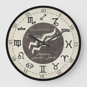 Zodiac tar tid på - aquariusen stor klocka