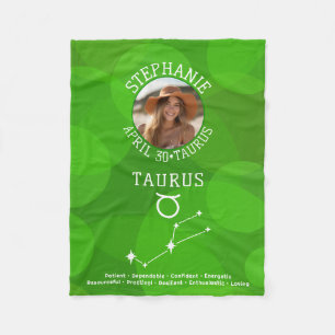 Zodiac Taurus Anpassningsbar Birthday Photo Astrol Fleecefilt