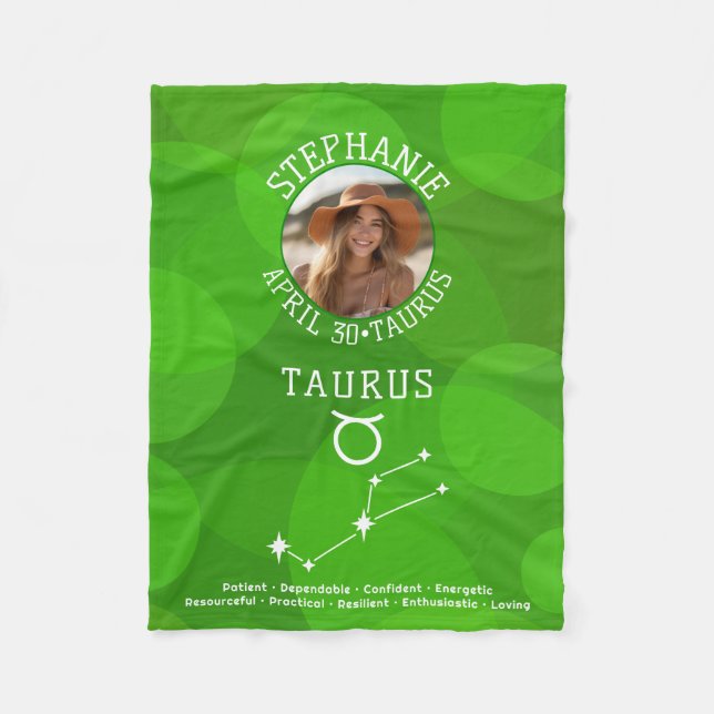 Zodiac Taurus Anpassningsbar Birthday Photo Astrol Fleecefilt (Framsidan)