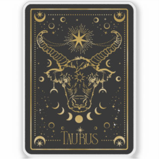 Zodiac Taurus Astrological Black & Guld Sticker Klistermärken