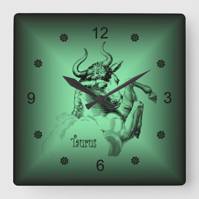 Zodiac ~ Taurus ~ Astrologiska tecken ~ Horoscope  Fyrkantig Klocka (Framsida)