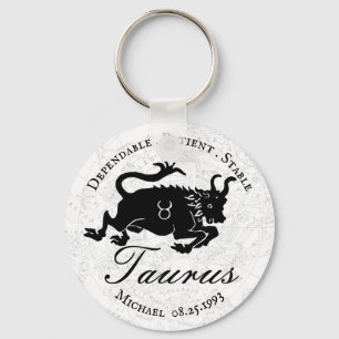 Zodiac Taurus Black White Astrology Traits Anpassn Nyckelring