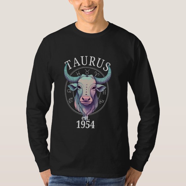 Zodiac Taurus Bull Born 1954 T Shirt (Framsida)