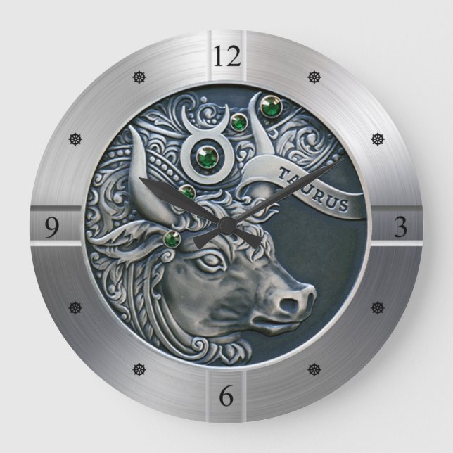 Zodiac ~ Taurus ~ Celestial ~ Western astrologi ~ Stor Klocka (Framsida)