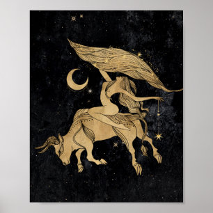 Zodiac Taurus Cosmic Guld och Black Astrology Poster