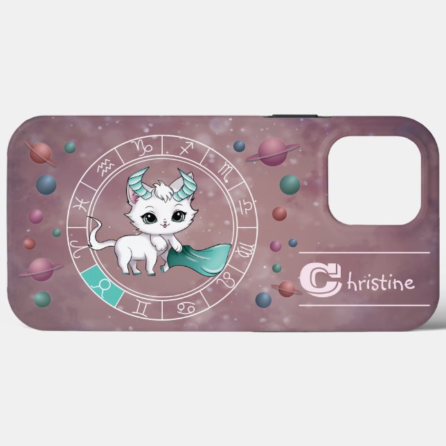 Zodiac Taurus Cute Cat Wheel Planet Astrology (Baksida (horisontell))