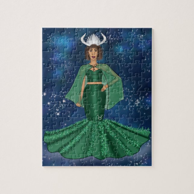Zodiac Taurus Goddess i Celestial Galaxy Space Pussel (Vertikal)