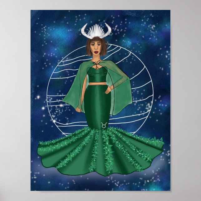 Zodiac Taurus Goddess med reguling Planet Venus Poster (Framsidan)