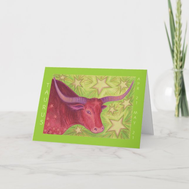 Zodiac Taurus "Grattis på födelsedagen" hälsningsk Kort (Framsida)