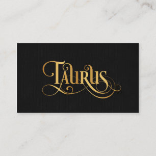Zodiac Taurus Guld på svart skript Visitkort