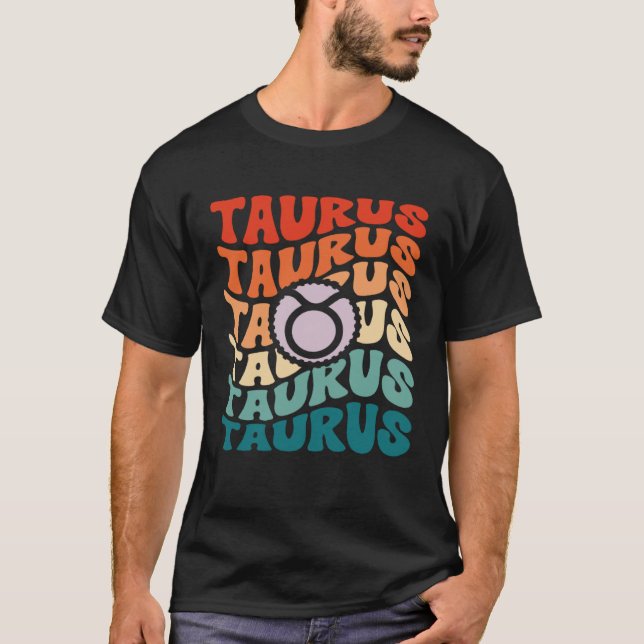 Zodiac Taurus Horoscope Retro Groovy Taurus Zodiac T Shirt (Framsida)