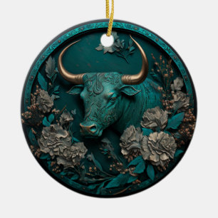 Zodiac Taurus Metall Art Julgransprydnad Keramik