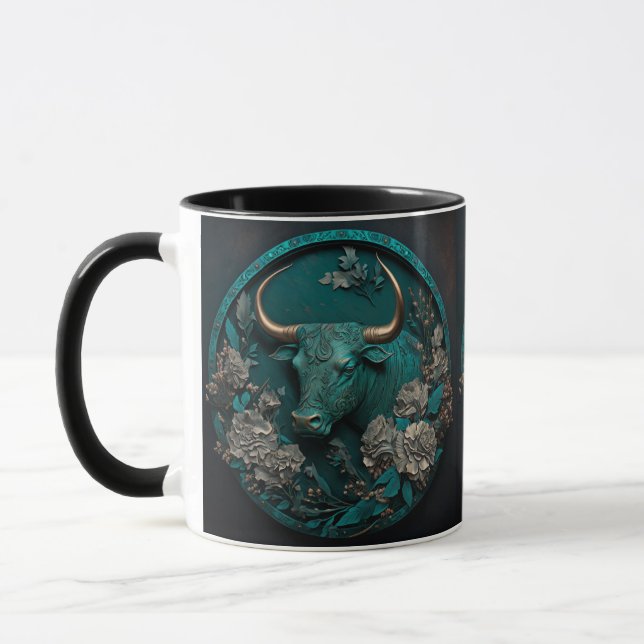 Zodiac Taurus Metall Art Mugg (Vänster)