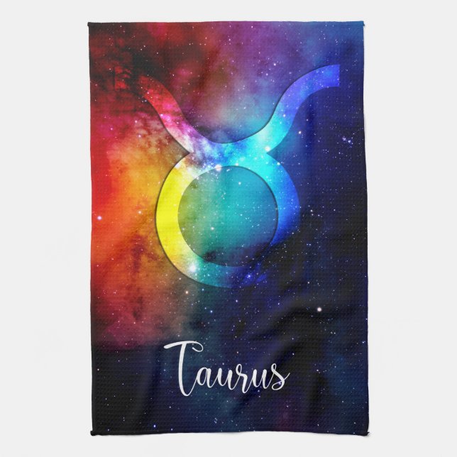 Zodiac : Taurus Space Rainbow Kökshandduk (Vertikal)