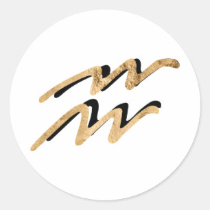 Zodiac-tecken Aquarius astrology-symbol guld svart Runt Klistermärke