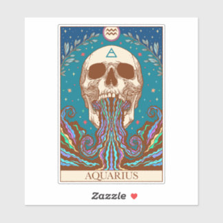 Zodiac-tecken Aquarius Tarot Card-etikett Klistermärken
