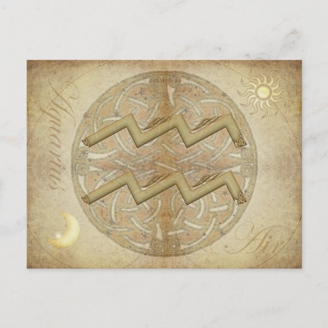 Zodiac-tecken Aquarius-vykort Vykort (Framsida)