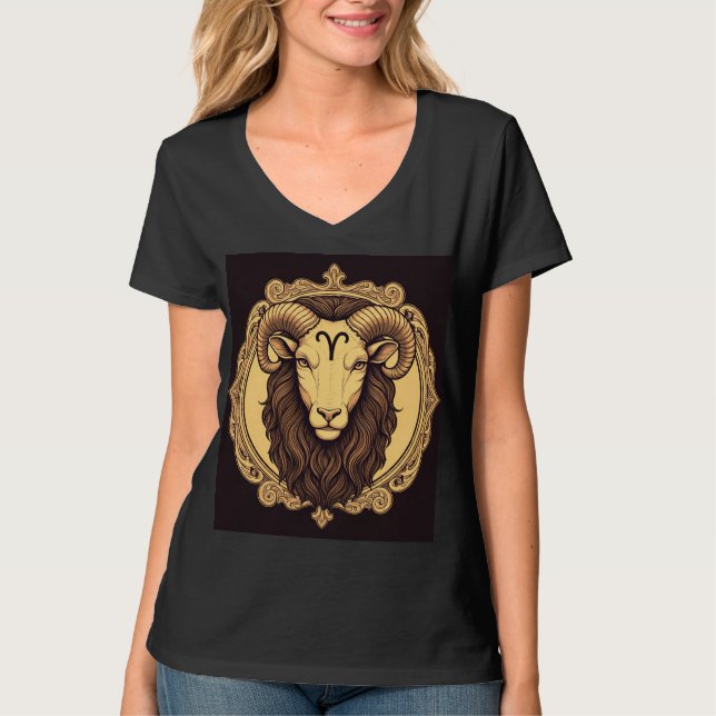 Zodiac-tecken Aries Black klassisk design. T Shirt (Framsida)