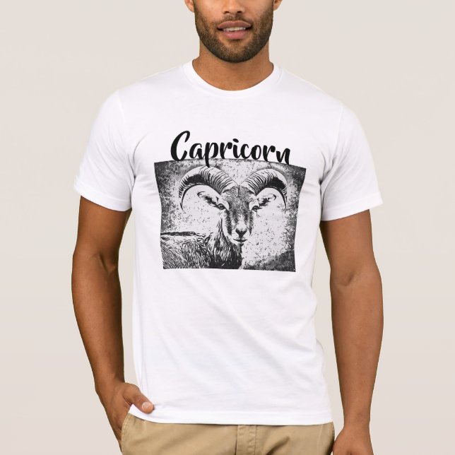 Zodiac-tecken Capricorn Goat-symbol T Shirt (Framsida)