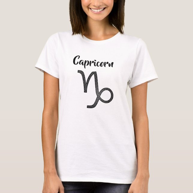 Zodiac-tecken Capricorn Horoscope-symbol T Shirt (Framsida)