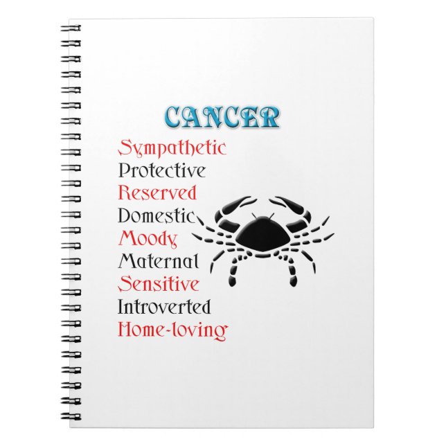 Zodiac-tecken för Cancer Horoscope Anteckningsbok (Framsidan)
