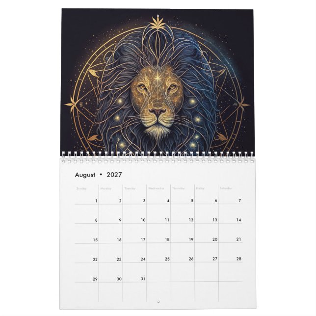 Zodiac-tecken för kalender guld och svart (Aug 2027)
