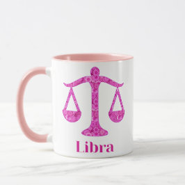 Zodiac-tecken för Libra i Magenta och Rosa Mugg