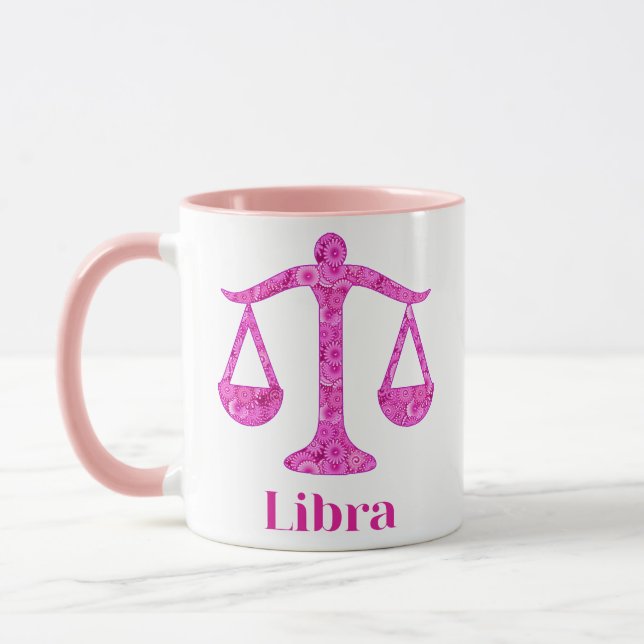 Zodiac-tecken för Libra i Magenta och Rosa Mugg (Vänster)