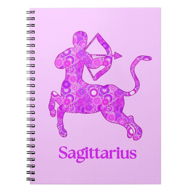 Zodiac-tecken för Sagittarius i Amethyst Lila Anteckningsbok (Framsidan)
