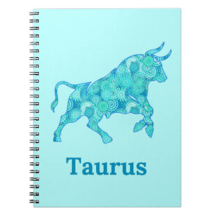Zodiac-tecken för Taurus i blå skuggor Anteckningsbok