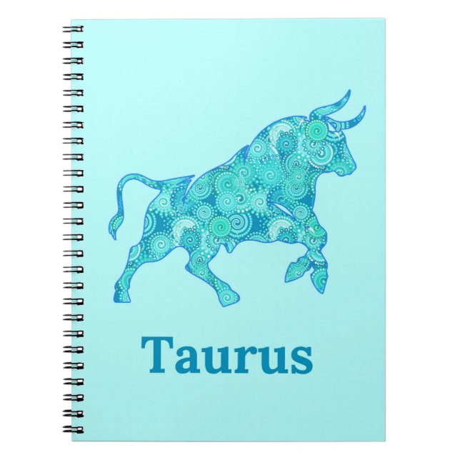 Zodiac-tecken för Taurus i blå skuggor Anteckningsbok (Framsidan)